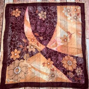 Sultan Ipek Floral Red Square Scarf Crochet Trim